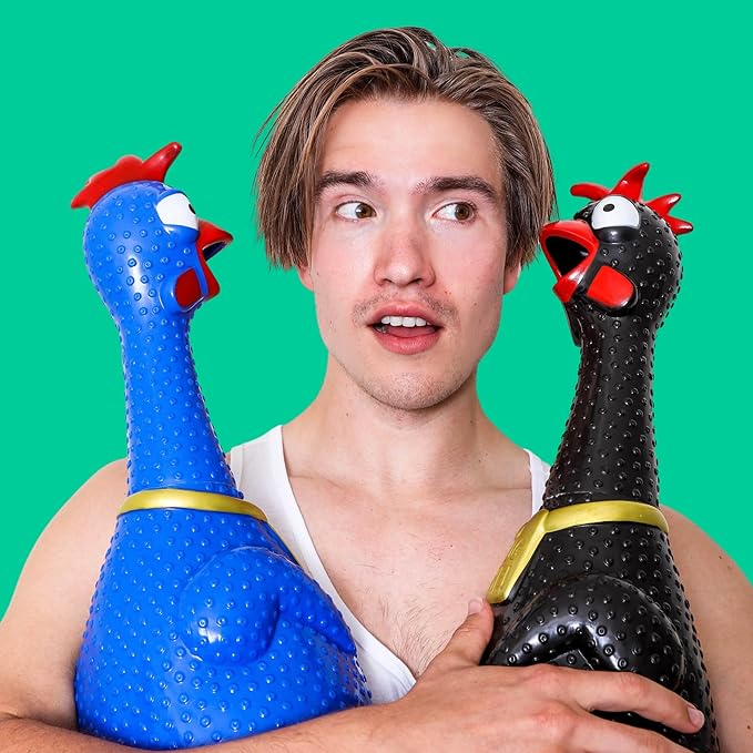Animolds Hug Me Giant Rubber Chicken- Huge Stress Relief Screaming Chicken Toy | Screams Up to 45 Seconds- Novelty Gag and Prank Toys | Funny Toys Gifts for Christmas Stocking Stuffers for Kids Adult