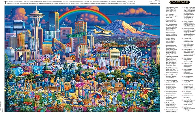 Buffalo Games – I Love Seattle - Eric Dowdle - 2000 Piece Jigsaw Puzzle  Colorful Puzzle for Adults – Precision-Cut Pieces, Beautiful Artwork, and Hours of Relaxing Fun