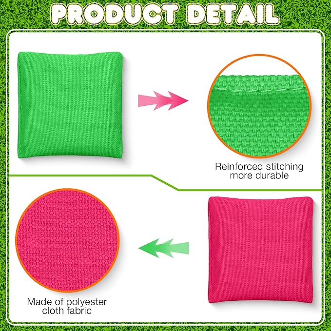 32 Pack Bean Bags Toss for Kids Cornhole Bean Bags Colorful Bean Bags for Tossing Canvas Toss Bags Hand Toy Toss Games Weights for Outdoor Yard Games, Assorted Colors (Simple Colors, 2.76 x 2.76 Inch)