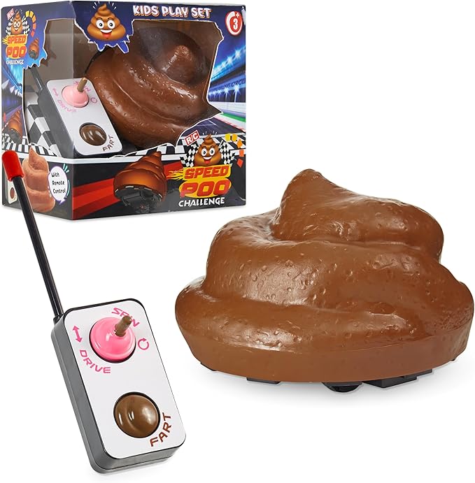 Funny Toy Game, Battery Operated Remote Control, Spins Makes Noises - Prank Toys for Kids Adults Christmas Stocking Stuffers (Brown/White)