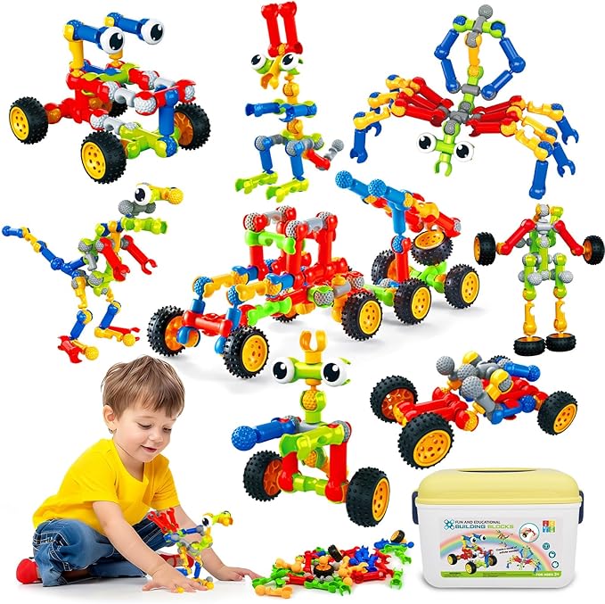 Building Blocks STEM Toys for 3 4 5 6 7 8+ Year Old Boy Girl Birthday Gift, 142 Pcs Building Toys for Preschool Classroom Educational Toy Building Sets Creative Activities for Kids