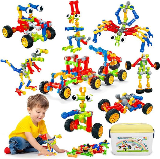 Building Blocks STEM Toys for 3 4 5 6 7 8+ Year Old Boy Girl Birthday Gift, 142 Pcs Building Toys for Preschool Classroom Educational Toy Building Sets Creative Activities for Kids