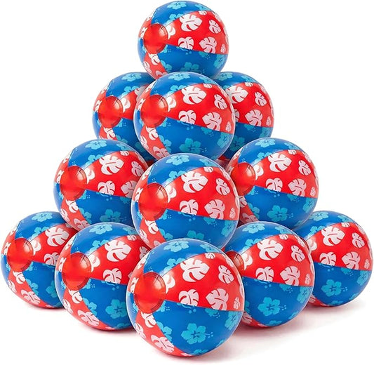 12 Pack Beach Ball Set, Reusable Colorful Inflatable Ball with Vacuum Storage Bag for Pool Party, Beach Games