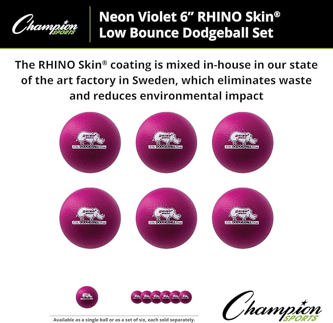 Champion Sports® Rhino Skin® Low Bounce Dodgeball Sets & Singles for Playground, PE, Backyard & League Games – Team Sports Equipment for Youth & Adults