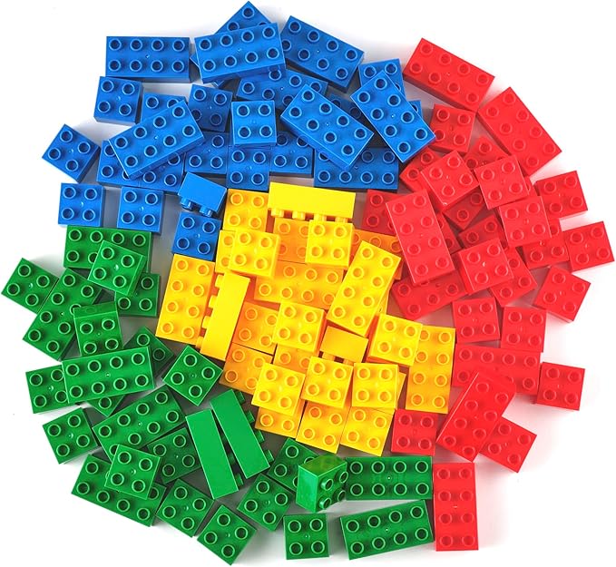 Strictly Briks Building Toy Big Blocks - Compatible with Lego Duplo Set for Toddlers & Kids Creative Play & Learning, 108 Set/Basic Colors