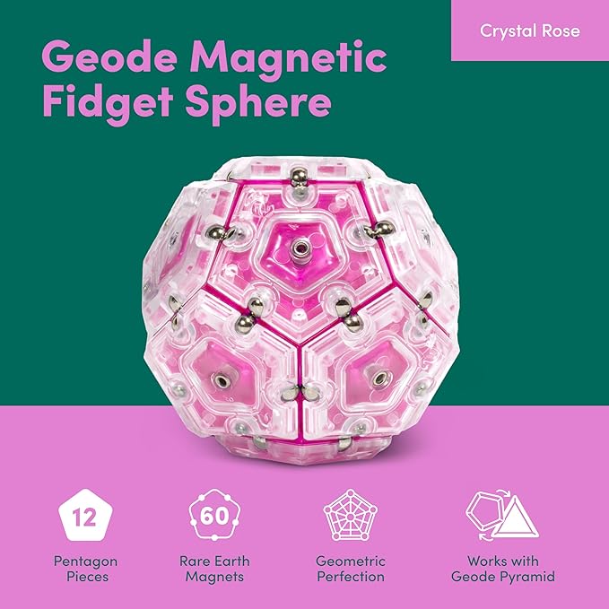 Speks Geode Magnetic Fidget Toy | Sensory Desk Toy for Adults & Teens 14+ | Stress Relief Gift | Sphere, Rose