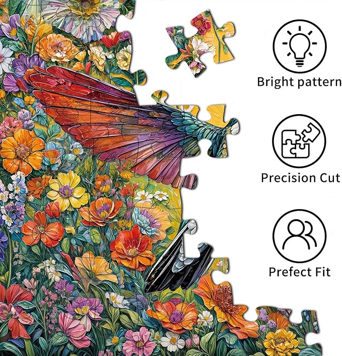 Jigsaw Puzzles for Adults 1000 Pieces, Interlock Perfectly No Dust, Impossible Difficult Hard Fun 1000 Piece Jigsaw Puzzles for Adults-1:1 Poster-Radiant Hummingbird