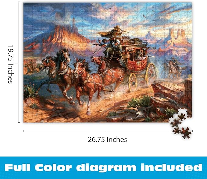 Buffalo Games – Blend COTA Wild Wild West 1000 Piece Jigsaw Puzzle, Western Action Art Puzzle for Adults in Premium Gift Box