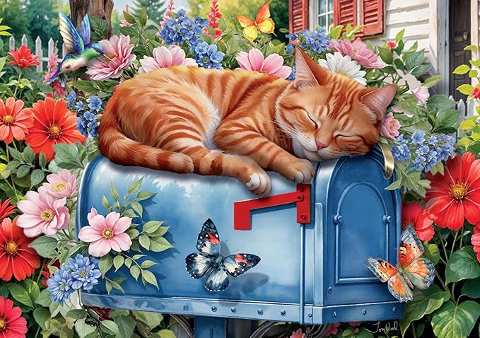 Ceaco - Tom Wood - Cat Nap - 500 Piece Jigsaw Puzzle - Relaxing and Fun Activity for Adults