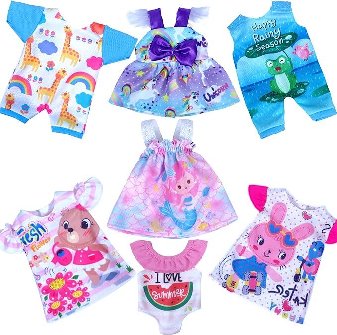 ARTST Alive Baby Clothes, 7 Sets Baby Doll Clothes Accessories Dress Swimsuit Outfit for 10-12 Inch Dolls Girls Birthday Xmas