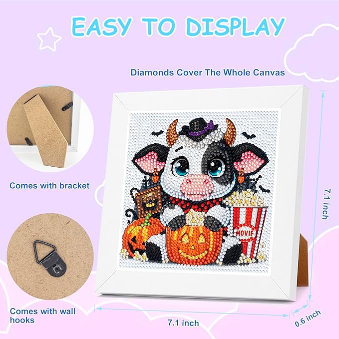 Nardoll Halloween Diamond Art Kits - Arts and Crafts - Diamond Art Painting with Wooden Frame - GEM Art for Girls Boys Adults Beginners Home Wall Decor Gifts
