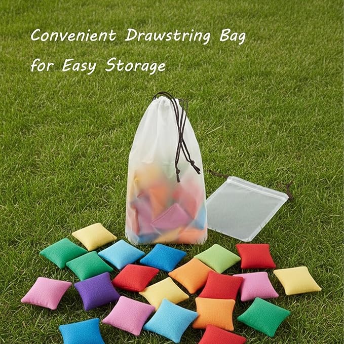 20 Pcs Mini Bean Bags for Tossing Games – Colorful Small Cornhole Bags (2" x 2") for Kids & Family Fun, Outdoor Carnival Toss Games, Party Favors & DIY Crafts