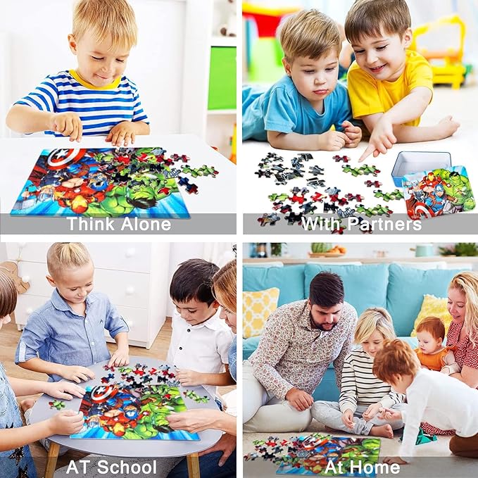 LELEMON Puzzles for Kids Ages 4-8,100 Piece Puzzles for Kids in a Metal Box, Educational Childrens Jigsaw Puzzles 100 Piece Puzzle Games Puzzle Toys for Girls and Boys