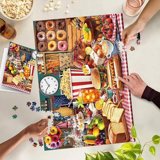 Food Feast Jigsaw Puzzles, Puzzles for Adults 1000 Pieces, Lumière's Banquet Impossible Challenging Puzzles Game, Interlock Perfectly No Dust, Gifts for Easter Father's Mother’s Day