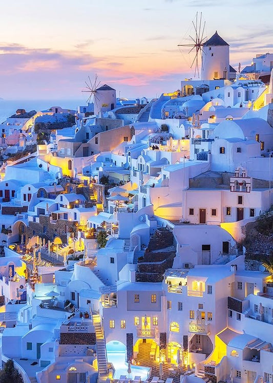 1000 Piece Puzzle for Adults Santorini Landscape Puzzles for Adults 1000 Pieces Skyline Sunset Jigsaw Puzzles 1000 Pieces Greece Buildings Puzzle Scenery Puzzles for Adults Teens Seniors