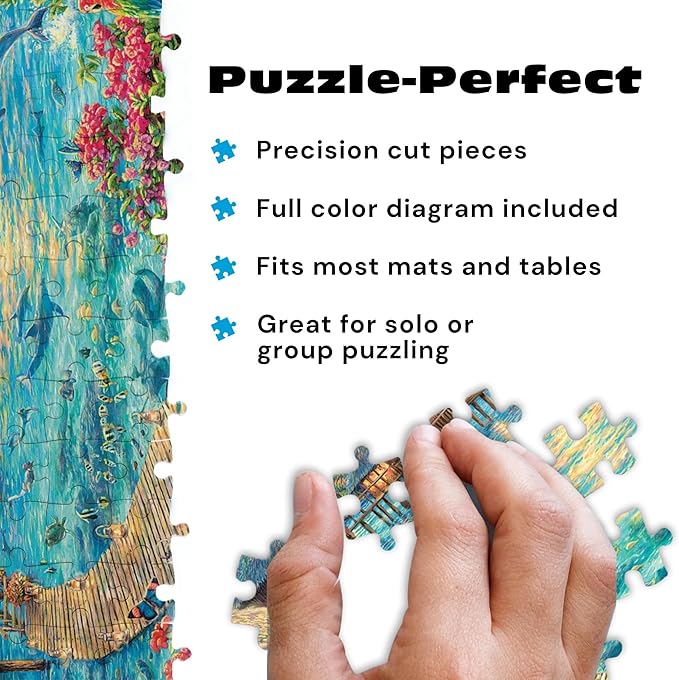 Buffalo Games - Puzzles for Adults 1000 Pieces Chuck Pinson Tropical Oasis 1000 Piece Jigsaw Puzzle, Made in USA, Full-Color Poster, Recycled Premium Board