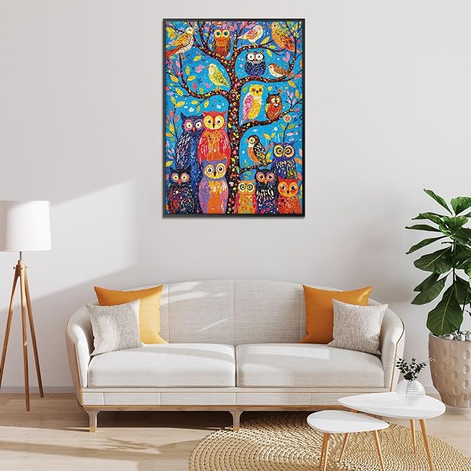 Rocorose Owl Jigsaw Puzzles for Adults 1000 Pieces, Colorful Habitat for Owls Puzzle Bird Nature Animal Challenging Puzzles for Game Nights Home Decor