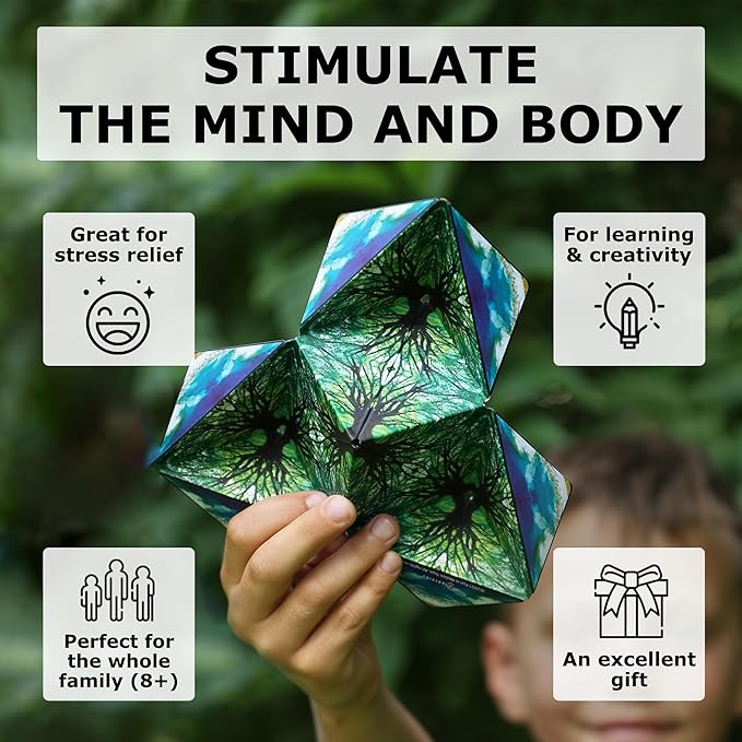 Shashibo Shape Shifting Box - STEM Fidget Toy with Ultra Strong Magnets - Sensory Puzzle Cube Transforms Into 100+ Shapes, Easter Basket Stuffers Gift for Kids, Teens, and Adults (Black & White)