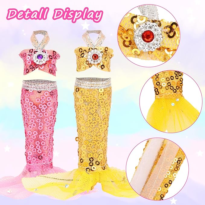 Mini 5.3 inch Doll Clothes and Accessories 6 Beach Swimsuits 3 Dresses with 2 Swimming Rings 2 Drinks 2 Hats 2 Glasses 2 Shoes