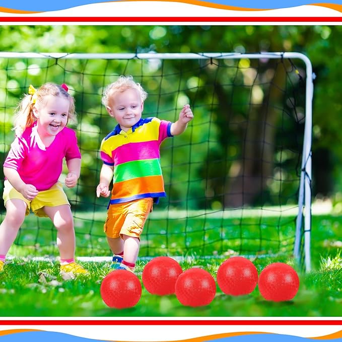 Hiboom Playground Balls 5 Inch Dodgeball Playground Balls Kick Outdoor Inflatable with 1 Pcs Hand Pump for Adults Yoga Exercise Gym Schoolyard (Red,12 Pcs)