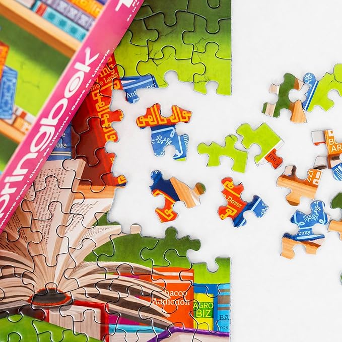 Springbok's Bookshop Cats 1000 Piece Puzzle for Adults Featuring Furry Felines Perched on The Bookshelf. Cat Lovers Will Enjoy This Masterpiece.