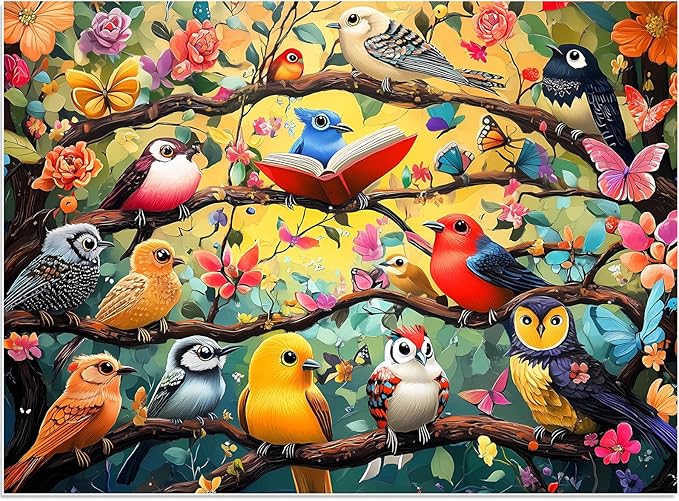 500 Piece Puzzles for Adults, Art Birds Jigsaw Puzzles for Adult 500 Pieces, Recycled Cardboar Challenge Puzzle Seniors Friends for Gift Birthday Party Games Family, 20.5"x15" Dust Free Puzzle