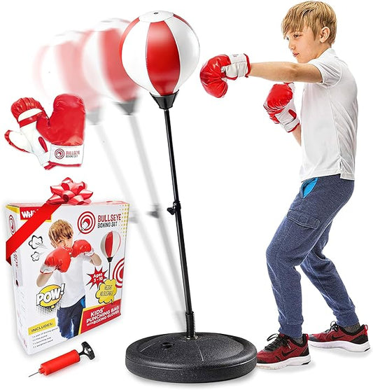 Whoobli Punching Bag for Kids and Toddler Incl Boxing Gloves| 3 4 5 6 7 8+ Years Old Adjustable Kids Boxing Bag with Stand| Sports Toy for Boys| Ideal Christmas Birthday Gift for Children; New 2026