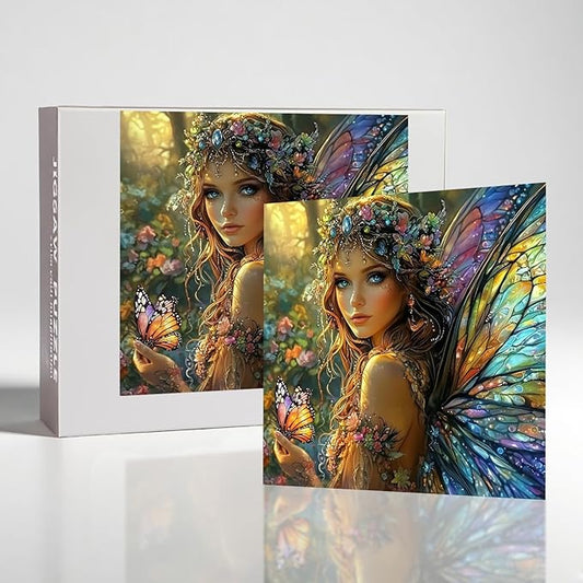 1024 Piece Fairy Butterfly Jigsaw Puzzle for Adults, Fantasy Forest Puzzles for Adults 1000 Pieces, Challenging Puzzle for Friends Family Activity Game Nights, Finished Size 19.7" x 19.7"