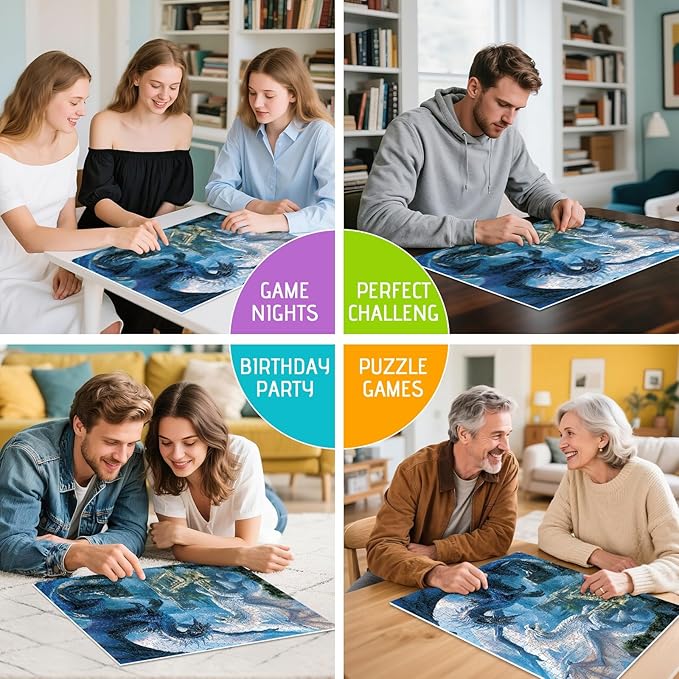 500 Piece Puzzle for Adults,Fantasy Dragon Fight Puzzle for Adults Elderly,Recycled Cardboard Battle of Two Dragons Puzzles 500 Piece,Creative Challenging Puzzle Family Game Nights Gift,20.5 * 15in