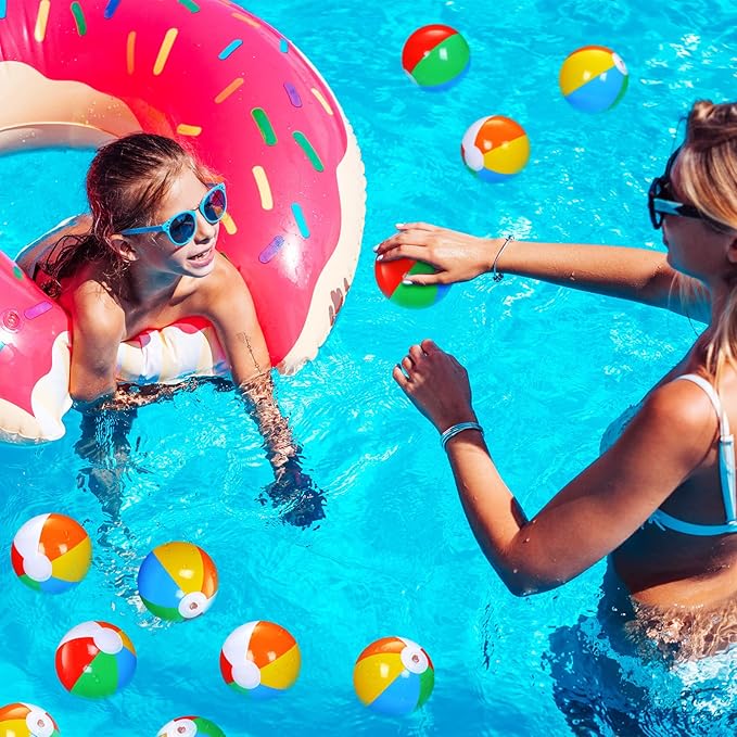 Honoson 50 Pack Mini Beach Balls for Kids 5 Inch Small Inflatable Beach Balls Bulk for The Pool Birthday Party Favors Classic Rainbow Color Blow up Tiny Toy for Summer and Water Games(50 Pack)