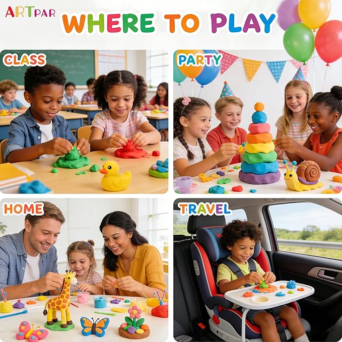 Air Dry Clay Kit,56 Colors Modeling Magic Clay for Kids,DIY Classroom Bulk Starter Sculpting Kit, Soft & Ultra Light, Art and Crafts Party Favors for Boys Girls Kids 3-12