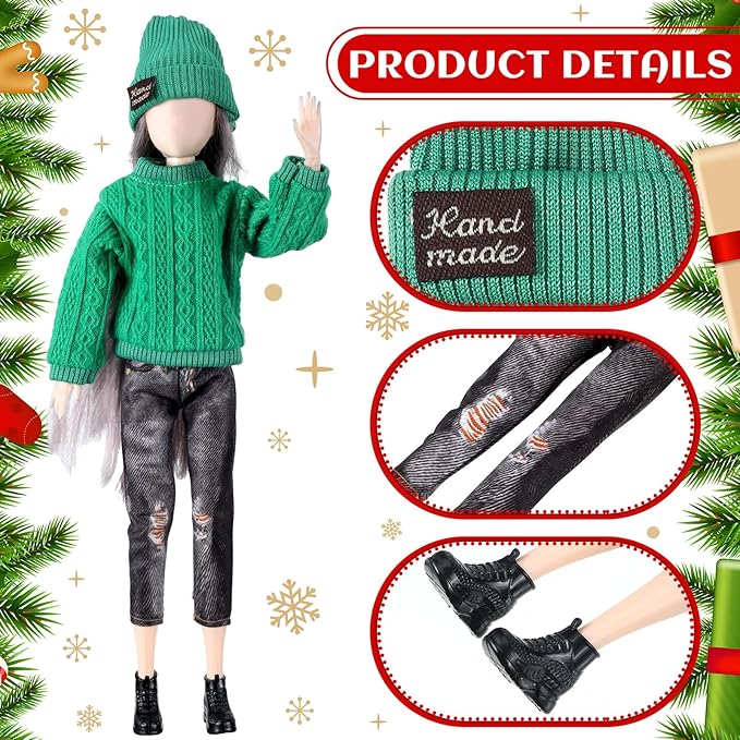 Bencailor 6 Pcs Doll Clothes Doll Accessories Include Sweater Pants Shoes Hat for Birthday Gift(Bright,12 Inch)