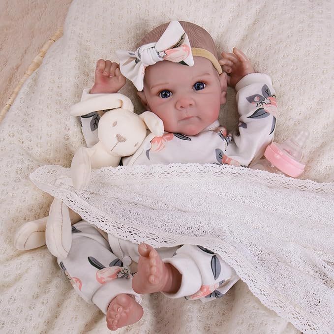 Milidool Lifelike Reborn Baby Dolls Girl - 20 Inch Realistic Newborn Baby Dolls with Poseable Body, Real Life Baby Dolls with Accessories for 3+ Year Old Girls Gifts, Pretend Play, Collection