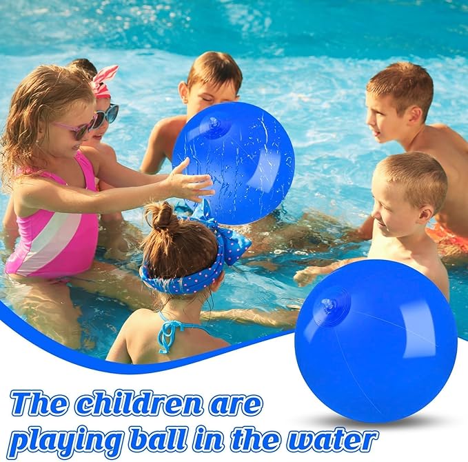 20 Pack Blue Beach Ball - 12Inch Blow Up Beach Ball Party Supplies for Kids, Inflatable Floating Balls for Summer Pool Parties, Outdoor Activities & Birthday Decorations (Blue)