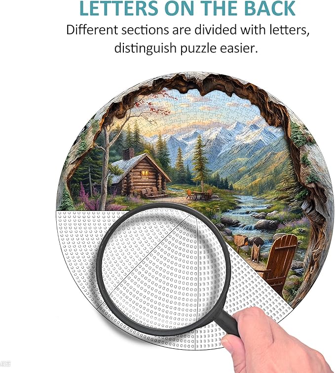 Landscape Puzzles for Adults 1000 Pieces, Outdoor Bonfire Cabin Village Jigsaw Puzzles 1000 Pieces for Adults, Fun Puzzles with Letters On Back, Beautiful Wall Decorations (26.5 * 26.5in)