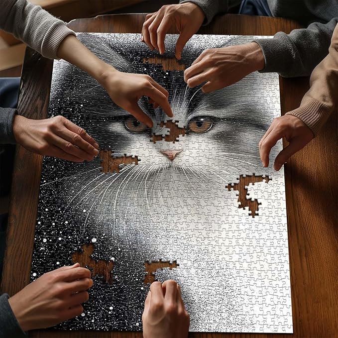 PICKFORU Cat Puzzles for Adults 1000 Pieces, Kitty Puzzle Animal Aesthetic Art, Impossible Hard Challenge Kitten Jigsaw Puzzle