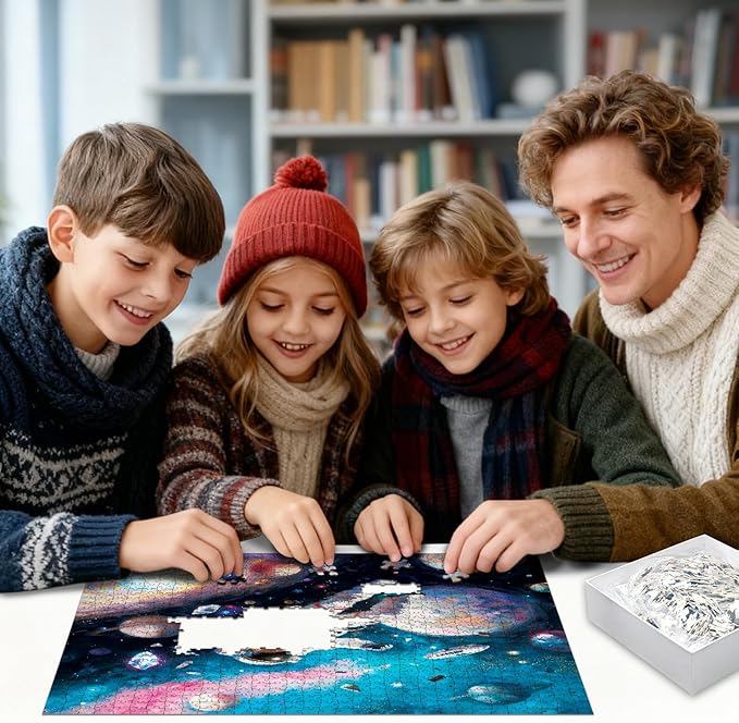 Puzzles for Adults 1024 Pieces Space Astronaut Galaxy Scene Jigsaw, with Letter Markings, HD Poster, No Dust, Jigsaw Puzzles Impossible Puzzle Family Decoration Giftfor Space Lovers