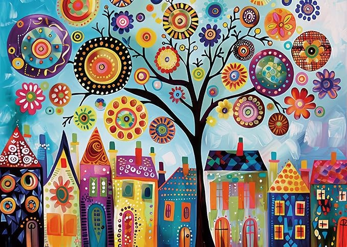 Tree of Life Puzzles for Adults 1000 Pieces, Colorful Jigsaw Puzzle, Art Puzzles as Home Decor