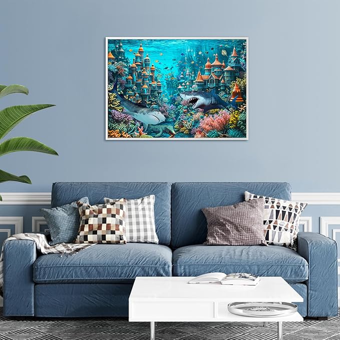 1000 Piece Puzzle for Adults, Sea King Castle Jigsaw Puzzle, Impossible Puzzles Game, Interlock Perfectly No Dust, Home Decoration Puzzle, Gift for Friends Parents Couples