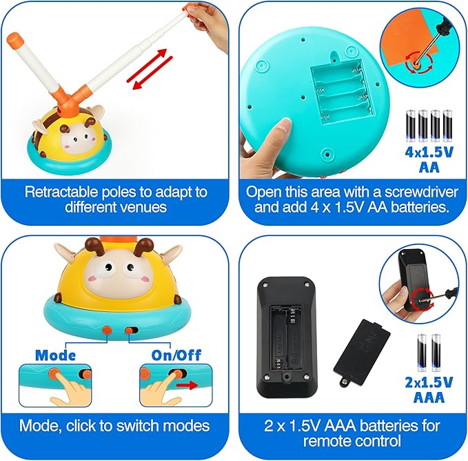 2-in-1 Musical Jump and Toss Ring Game Toy, Indoor and Outside Jump Toy for Kids Ages 4-8 and Toddler 1-3, 3-5, Christmas Boys and Girls Birthday Gift w/4 Speeds and Remote Control