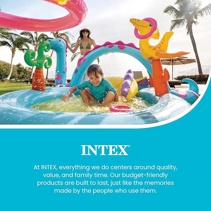 Intex 11' x 7.5' x 44" Dinoland Play Center Kiddie Inflatable Outdoor Swimming Pool