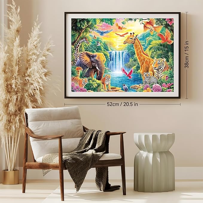 500 Piece Puzzle for Adults, Rainforest Animals Jigsaw Puzzle, Challenging Nature Puzzle Game, Recycled Cardboard, Home Wall Art Decor, Birthday Gift for Teens, Adults, Seniors – 20.5 x 15 Inch