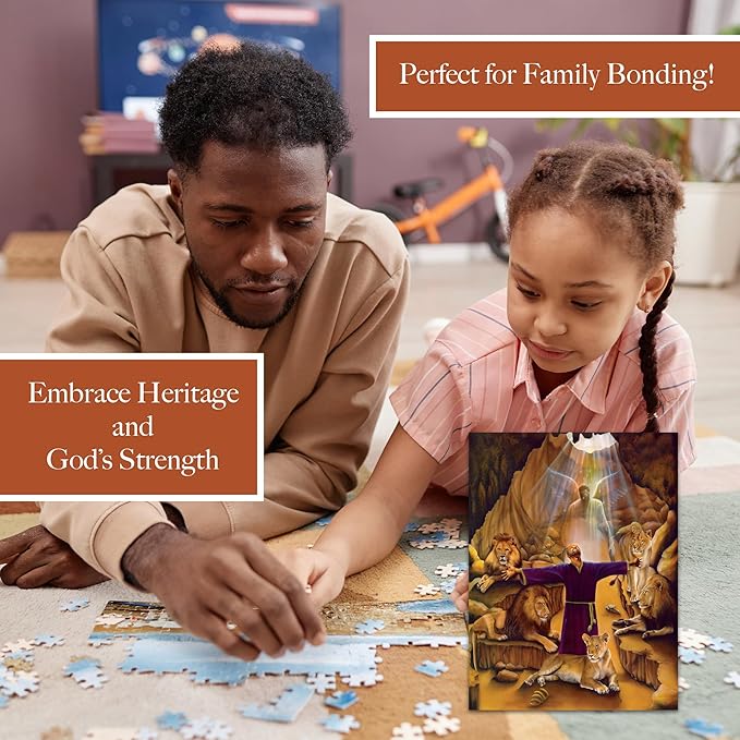 African American Expressions - Daniel in The Lion’s Den Puzzle – 500-Piece African American Biblical Jigsaw Puzzle for Adults | Inspirational Christian Puzzle with Stunning Artwork