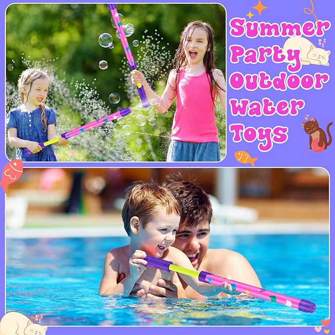 12 Pcs Cat Party Favors, 15'' Water Guns Bulk for Kids Water Squirt Blasters Guns, Summer Activity Swimming Pool Backyard Beach Outdoor Toys for Kids Adults, 39 ft Range Shooter
