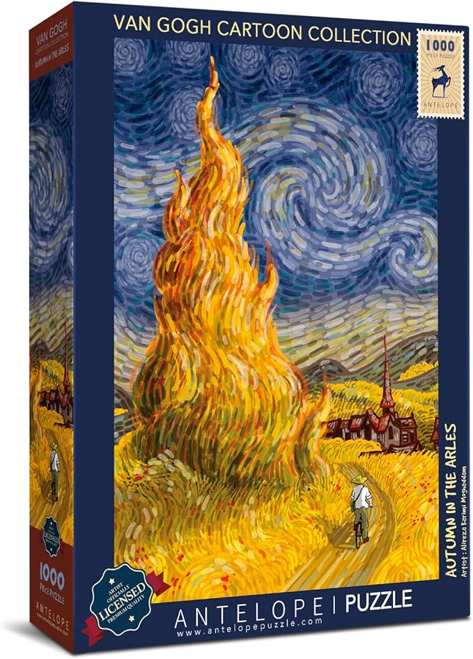 Antelope 1000 Piece Puzzle for Adults, Van Gogh Jigsaw Puzzles by Artist Alireza Karimi Moghaddam, Paper, Autumn in The Arles, 29.5 x 20.5 inches