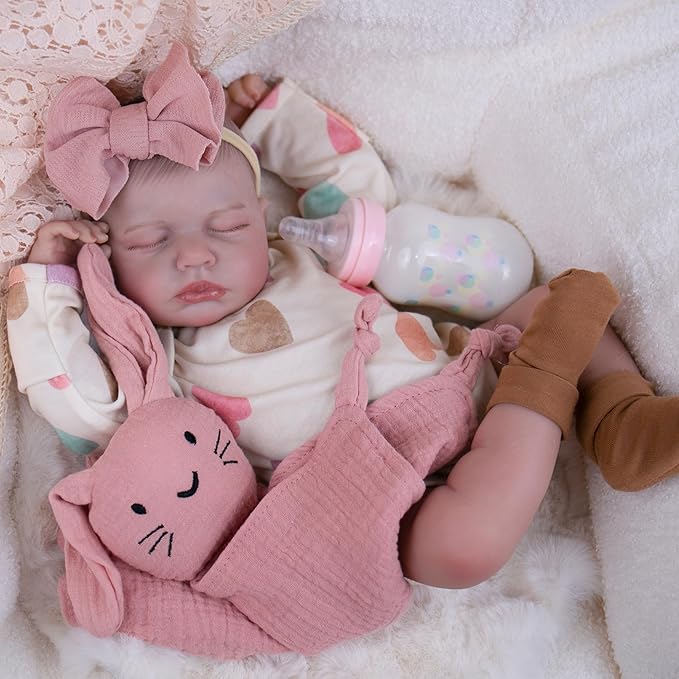 Milidool Realistic Reborn Baby Dolls - 20 Inch Cute Soft Vinyl Newborn Baby Doll Poseable Real Life Baby Dolls with Complete Accessories Toy for 3+ Years Old Girls Gifts, Pretend Play, Collection