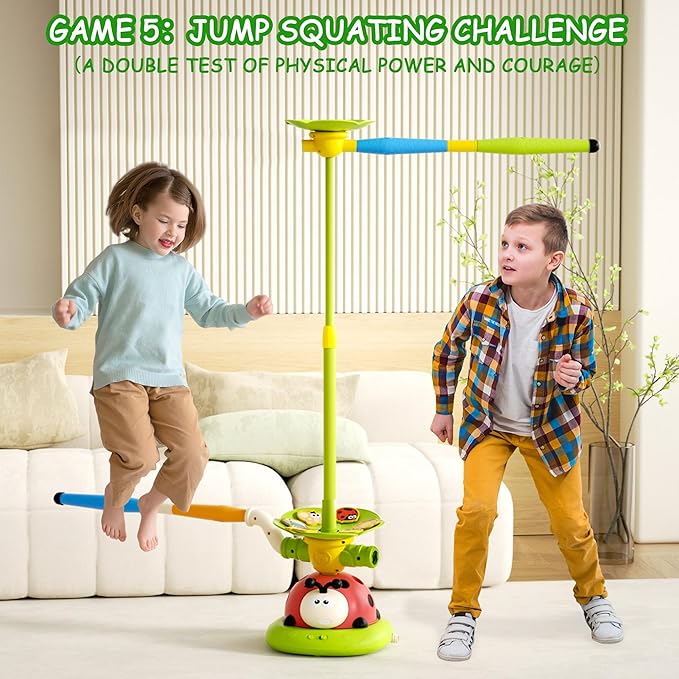 5 in 1 Musical Jump Toys, Toss Ring Game Stomping Launch Rocket Launcher for Kids, Obstacle Avoidance & Jump Squating Toy Games Remote Control Outdoor & Indoor Toys for Ages 4-8 8-13