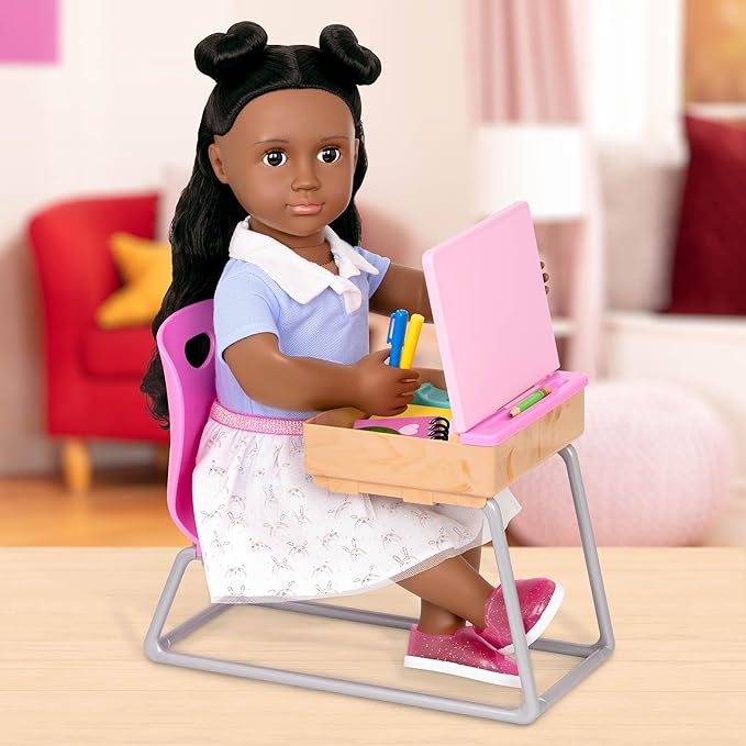Our Generation - School Desk Set - Realistic Classroom Supplies - 18" Doll Accessories - Pretend Play for 3+ Years - Flying Colors