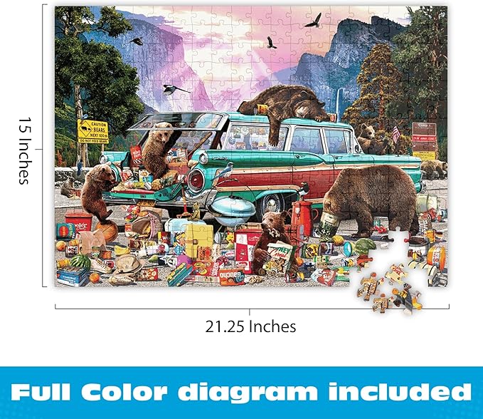 Buffalo Games - Garry Walton Yosemite Picnic 300 Piece Jigsaw Puzzle for Adults 14 and up - Challenging Puzzle Perfect for Game Nights - Colorful Puzzles – Precision-Cut Pieces, Beautiful Artwork