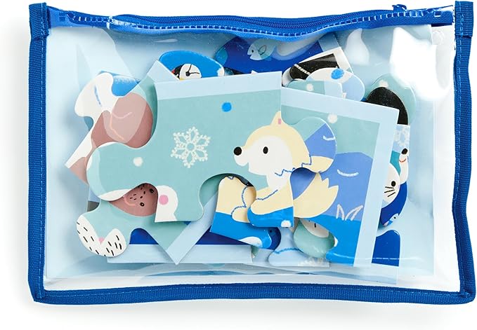 Mudpuppy Arctic Friends – 12 Piece Puzzle with Reusable Zipper Pouch Featuring Colorful and Fun Illustrations of Arctic Polar Animals Perfect for Easy Storage and Travel